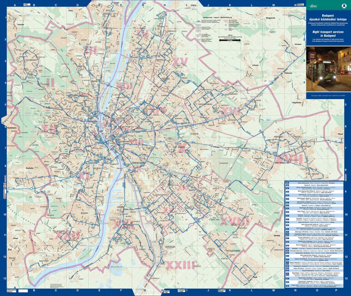 budapestin yö bussi kartta