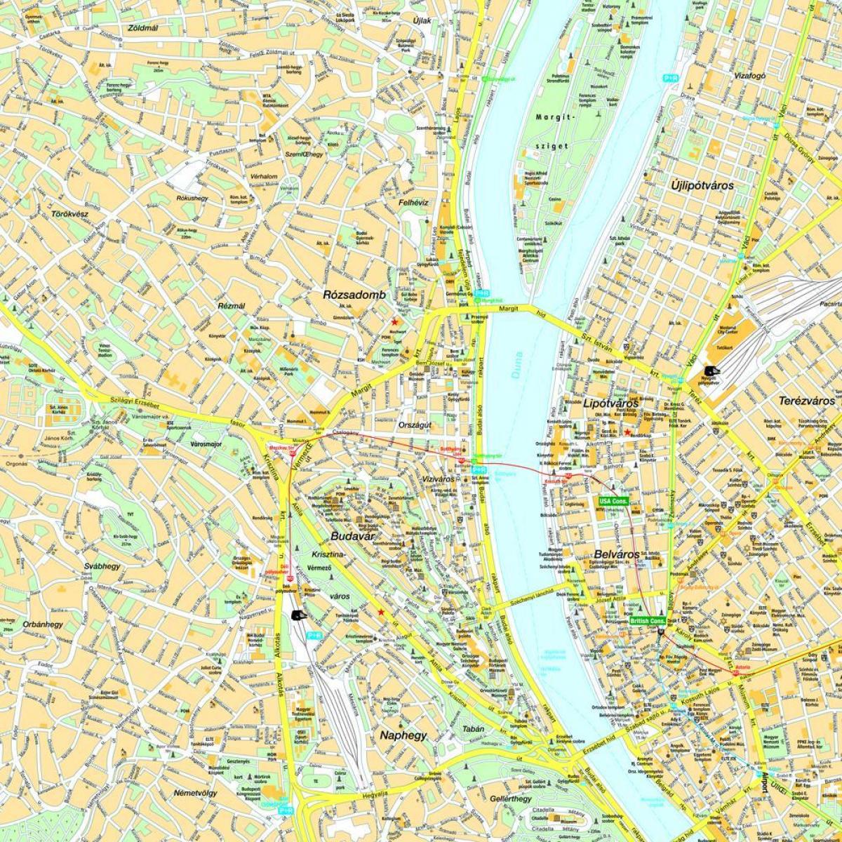 kartta budapest ja ympäröivän alueen