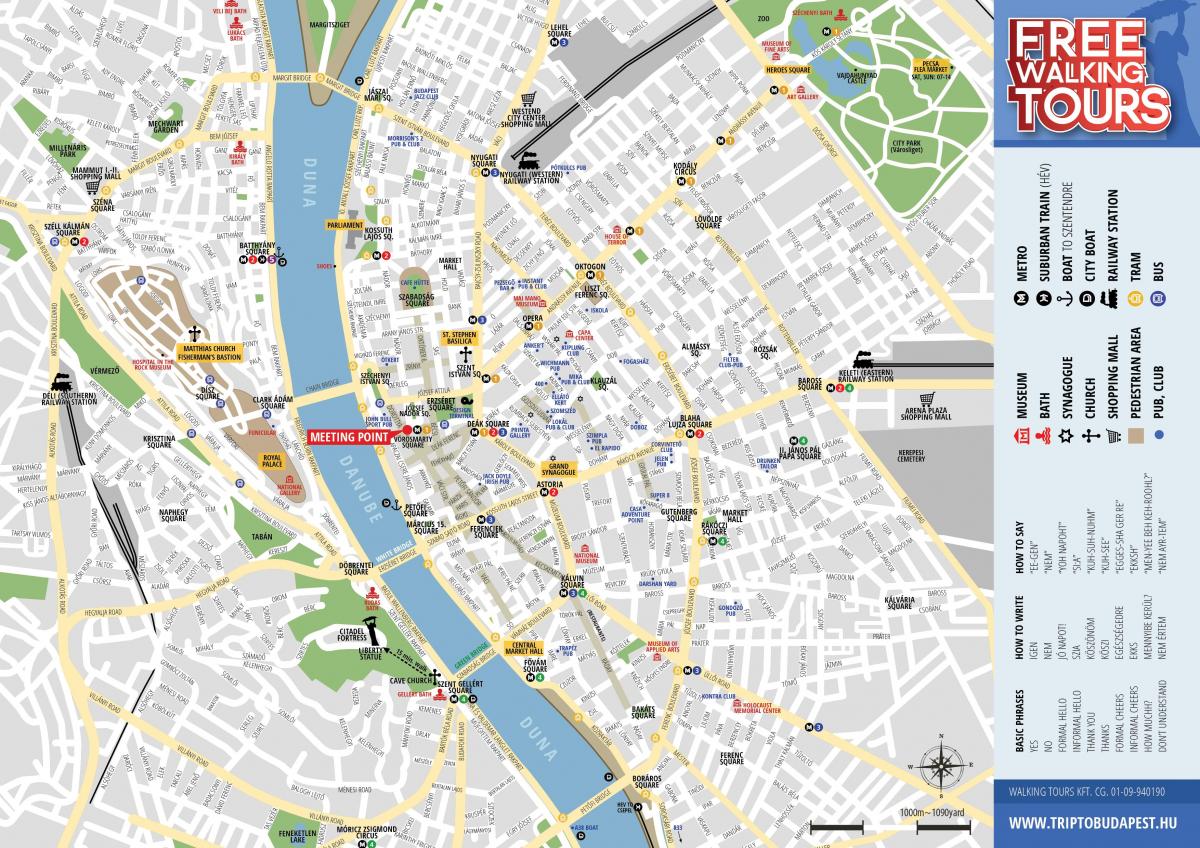 kävelykierros budapestissa kartta