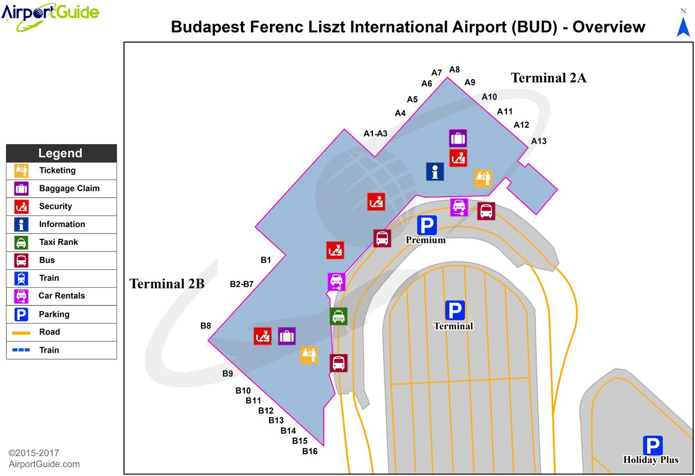 Budapest lentokenttä kartta - Budapest kartta lentokenttä (Unkari)