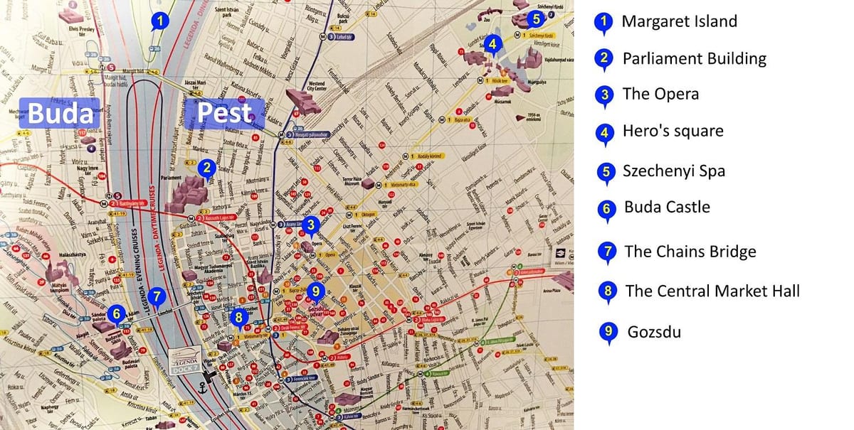 budapest paikkoja vierailla kartta